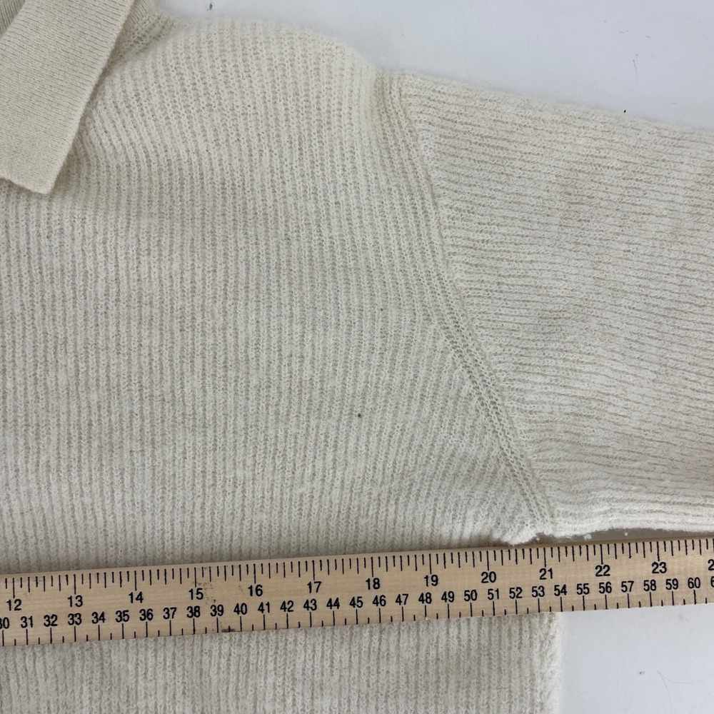 Stockholm Atelier Cream Wool Alpaca Collared Button Up Short Sleeve Sweater M‎ - Picture 6 of 8